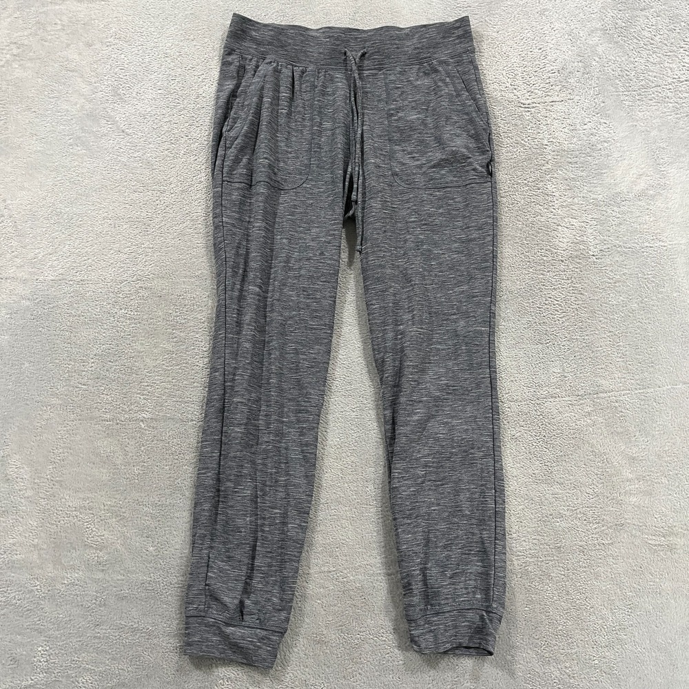Skechers Jogger Pants Women Medium Gray Space Dye Stretch Tapered Leg Drawstring